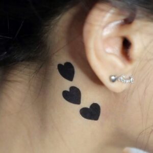 Triple Heart Temporary Tattoo – Minimalist Body Art Design