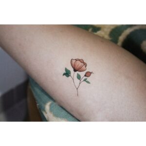 Pink Peony Floral Temporary Tattoo
