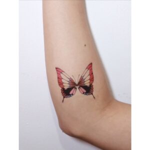 Pink Geometric Butterfly Temporary Tattoo