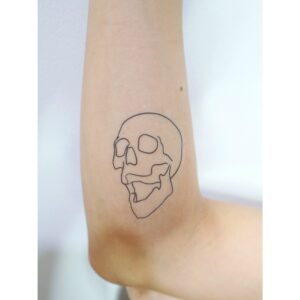 Skull Side Outline Temporary Tattoo