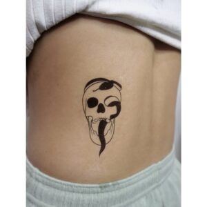 Skull & Snake Black Temporary Tattoo