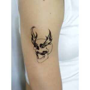 Fiery Eyes Skull Temporary Tattoo