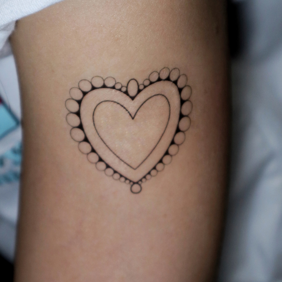 Fill-in Cute Heart Pearls Temporary Tattoo - Image 2