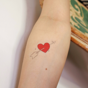 Red / Fill-in Cupid Heart Temporary Tattoo