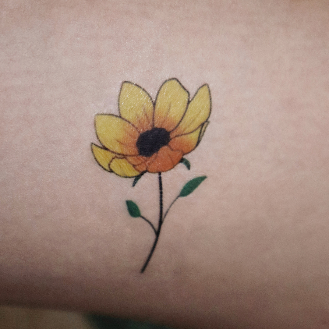 Yellow Wallflower Floral Temporary Tattoo - Image 2