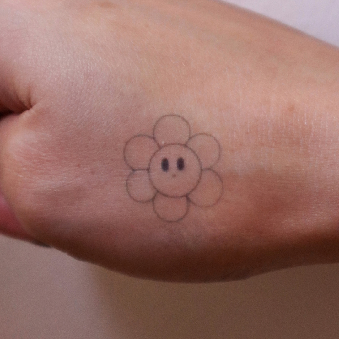 Smiling Flower Floral Temporary Tattoo - Image 2