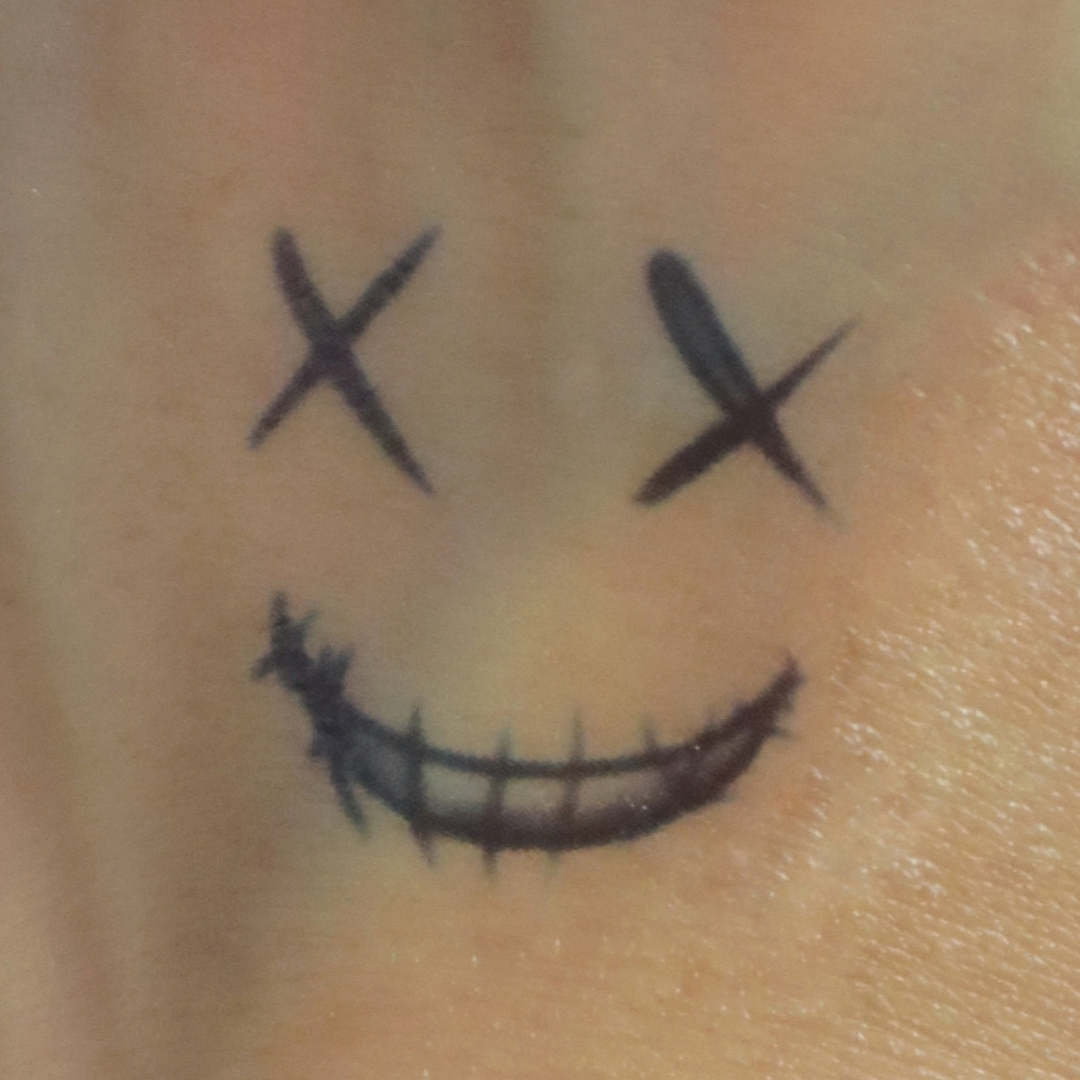 X Smiley Temporary Tattoo - Image 2
