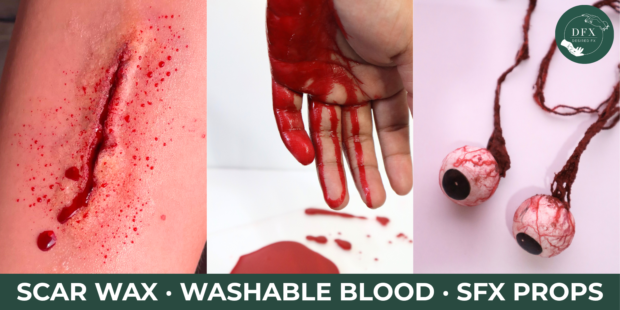 makeup amterials scar wax, washable blood, and props for film